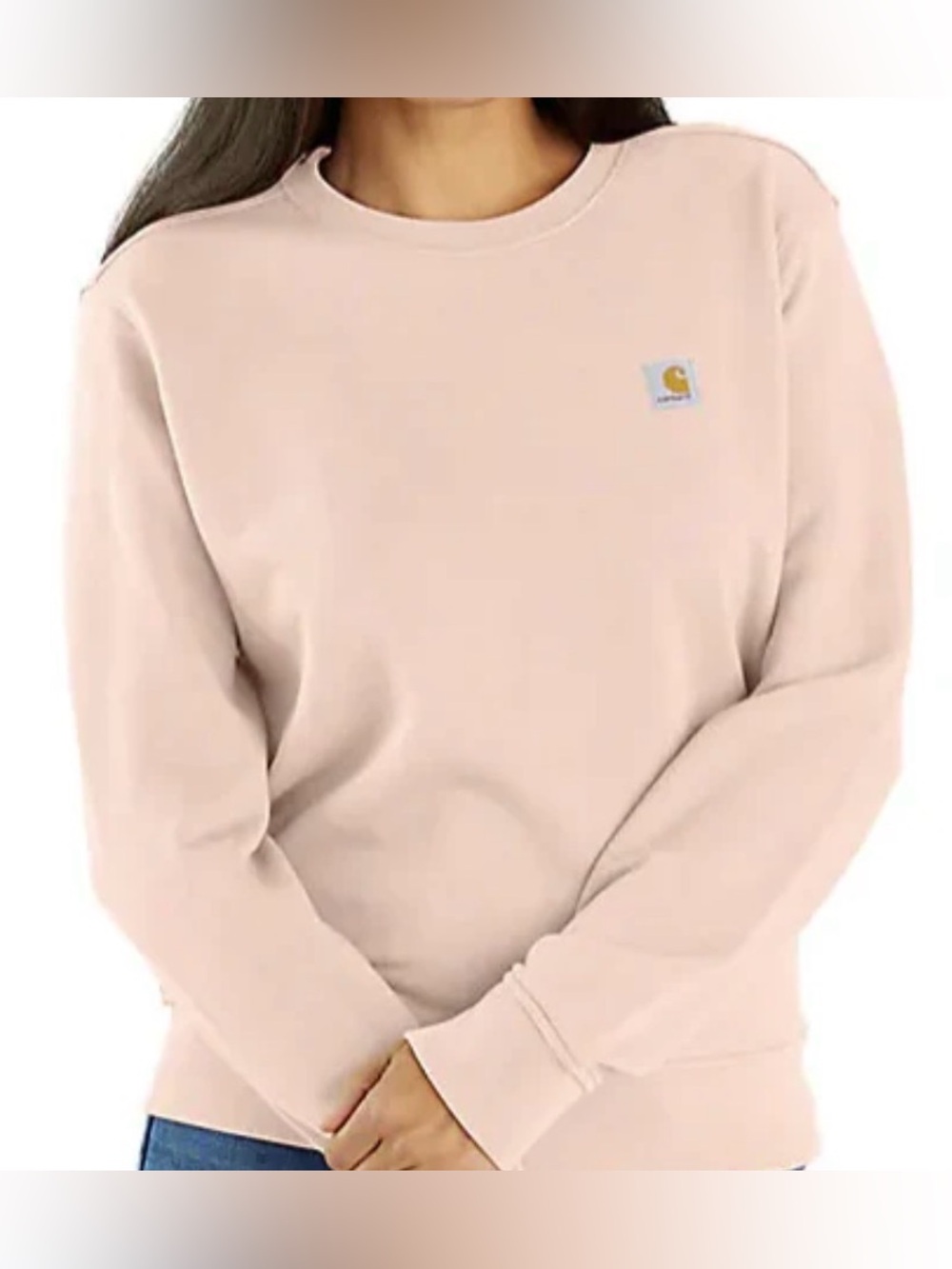 Carhartt Women French Terry Relaxed Fit Crewneck Sweatshirt Peach TS6179W size L